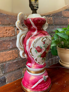 Vintage Pink Porcelain ‘Vase’ Lamp