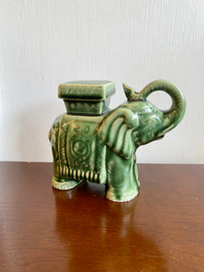 Green Ceramic Elephant Figurine