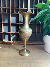 Load image into Gallery viewer, Beautiful Vintage Brass Vase with Delicate Etching
