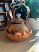 Load image into Gallery viewer, Charming Vintage Copper Kettle with Porcelain Handles