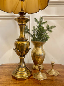 Vintage Hollywood Glam Brass Lotus Lamp