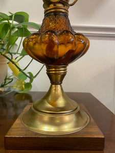 Gorgeous Vintage Amber Glass Kerosene Lamp