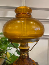 Load image into Gallery viewer, Gorgeous Vintage Amber Glass Kerosene Lamp