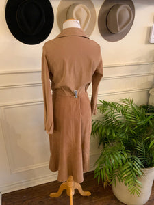 Two Piece Tan Suede-Like Set (Size 8)
