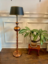 Load image into Gallery viewer, Spectacular Copper and Wood Lamp with Refined Black Shade