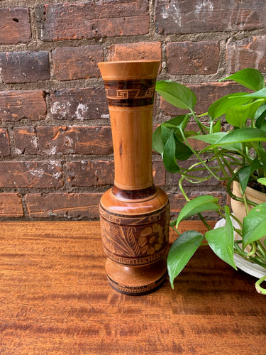 Vintage Wood Carved Vase