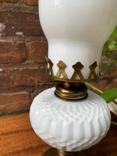 Load image into Gallery viewer, Vintage Milk Glass Kerosine Lamp