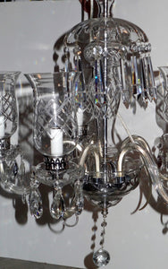 Antique French Traditional Style 5 Arm Crystal Chandelier with Crystal Cheminee’