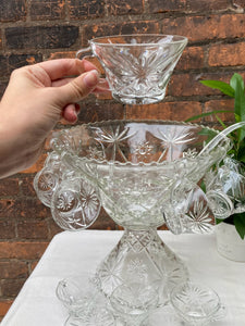 Exceptional Vintage Cut Glass Punch Bowel Set