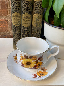 Vintage “Autumn”Bluebird Fine Bone China Tea Cup and Saucer