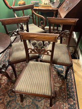 Load image into Gallery viewer, Elegant Regency Mahogany Set of Chairs with Saber Legs and Classical Scroll Back c.1815