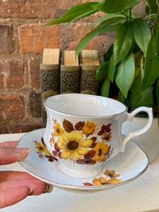 Vintage “Autumn”Bluebird Fine Bone China Tea Cup and Saucer