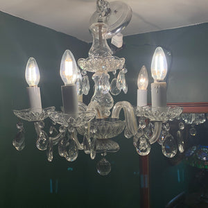 Small 5 Arm Crystal Chandelier