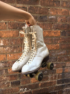 Vintage White Chicago Roller Skate Co. Roller Skates w/ Original Case