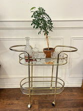 Load image into Gallery viewer, Awesome MCM Style Bar Cart Two-Tier with Glass Shelves (as is)