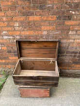 Load image into Gallery viewer, Antique Wooden Trunk with Metal Hardware