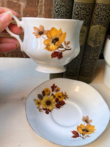 Vintage “Autumn”Bluebird Fine Bone China Tea Cup and Saucer