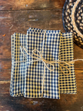 Load image into Gallery viewer, Cotton Napkins - Navy Gingham  - Set of 4