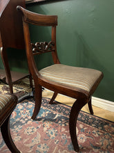 Load image into Gallery viewer, Elegant Regency Mahogany Set of Chairs with Saber Legs and Classical Scroll Back c.1815
