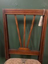 Load image into Gallery viewer, Charming Edwardian Sheraton Flamed Mahogany Side Chair with Satinwood Inlay (c. 1905)