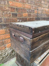 Load image into Gallery viewer, Antique Wooden Trunk with Metal Hardware