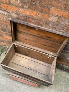 Antique Wooden Trunk with Metal Hardware