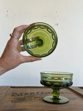 Load image into Gallery viewer, Pair of Vintage King's Crown Thumbprint Avocado Green Sherbet Goblets