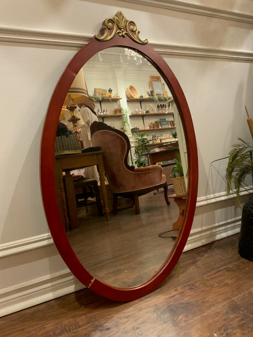 Vintage Oval Wood Mirror