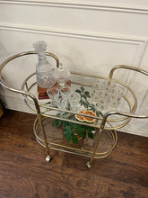 Load image into Gallery viewer, Awesome MCM Style Bar Cart Two-Tier with Glass Shelves (as is)