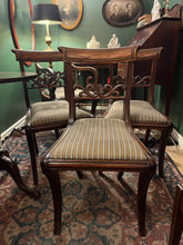 Load image into Gallery viewer, Elegant Regency Mahogany Set of Chairs with Saber Legs and Classical Scroll Back c.1815