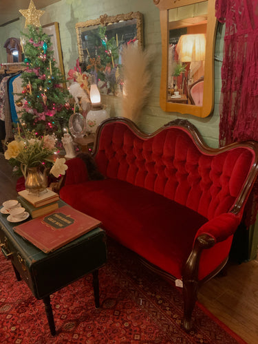 Stunning Vintage Red Loveseat Sofa