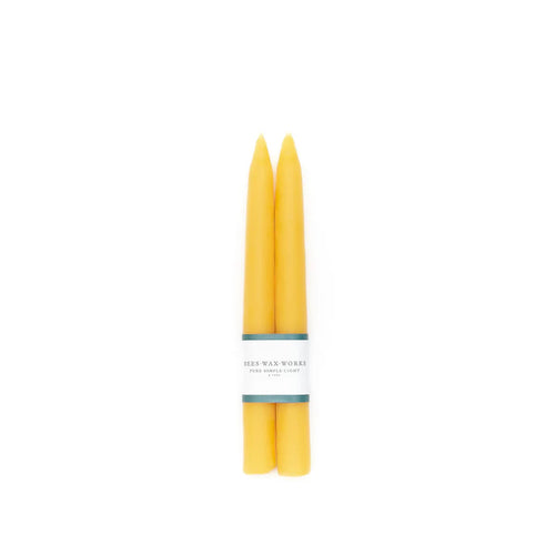 Pair Hand Dipped Beeswax Taper Candles (8