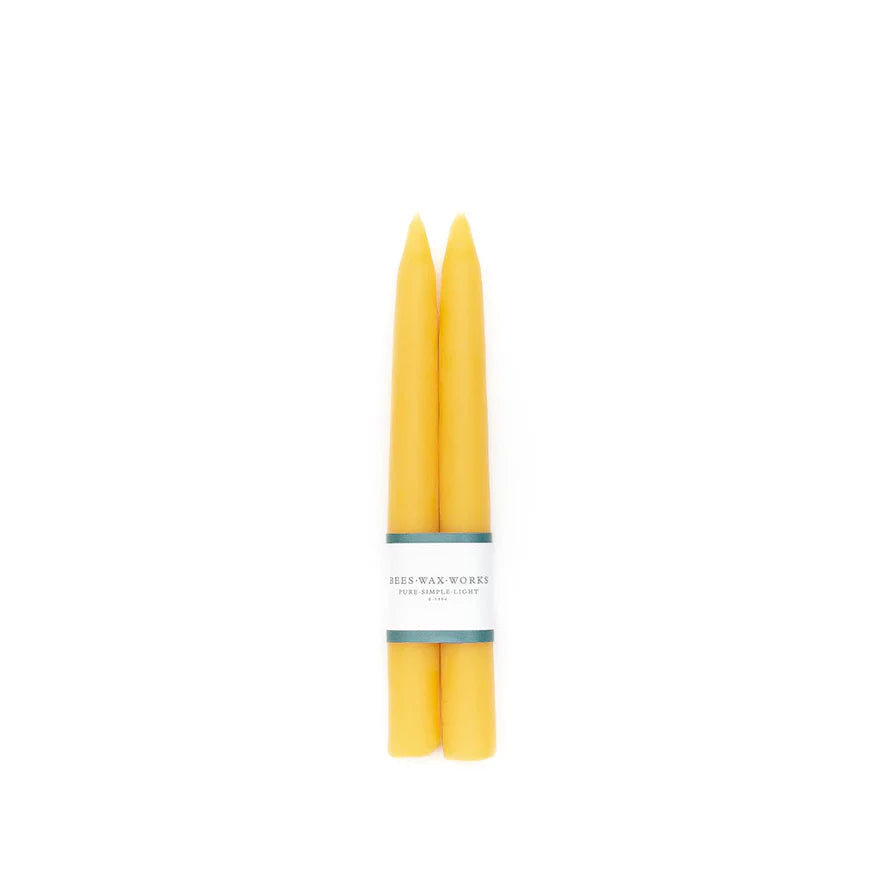 Pair Hand Dipped Beeswax Taper Candles (8