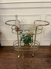 Load image into Gallery viewer, Awesome MCM Style Bar Cart Two-Tier with Glass Shelves (as is)