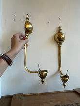 Load image into Gallery viewer, Pair of Vintage Brass Wall Sconce Candle Holders