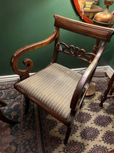 Load image into Gallery viewer, Elegant Regency Mahogany Set of Chairs with Saber Legs and Classical Scroll Back c.1815