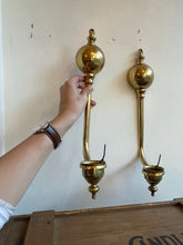 Load image into Gallery viewer, Pair of Vintage Brass Wall Sconce Candle Holders
