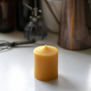 Bell Top Three Inch Beeswax Pillar Candle