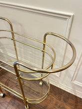 Load image into Gallery viewer, Awesome MCM Style Bar Cart Two-Tier with Glass Shelves (as is)