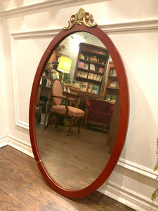 Vintage Oval Wood Mirror