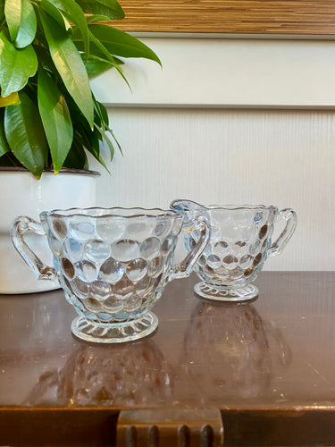 Vintage Anchor Bubble Glassware Cream & Sugar Set