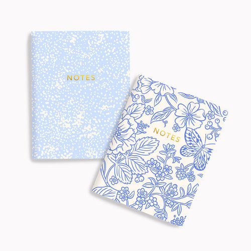 Blue Garden + Cream Dots Pocket Notebook Set