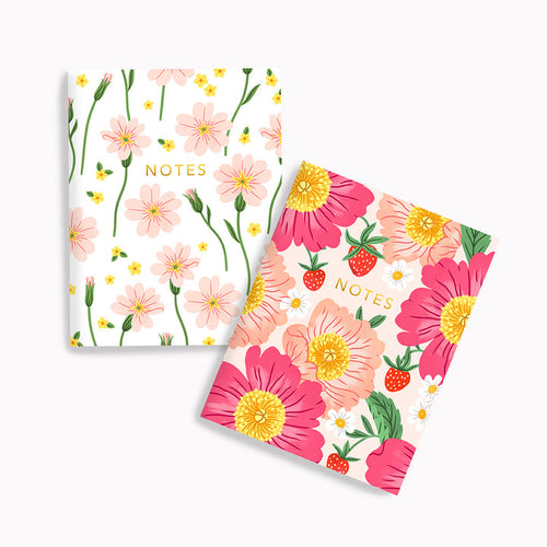 Strawberry Peonies + Lottie Floral Pocket Notebook Set