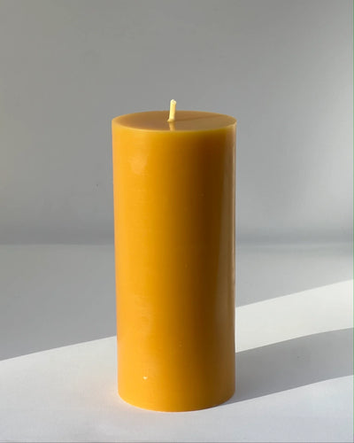 Flat Top Seven Inch Beeswax Pillar Candle