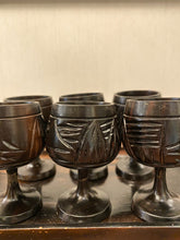 Load image into Gallery viewer, Set of 6 Small Wood Goblets with Tray