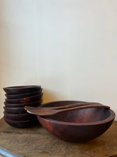 Load image into Gallery viewer, Vintage Baribocraft Quebec Made Hard Maple Salad Set (7 small bowls included)