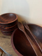 Load image into Gallery viewer, Vintage Baribocraft Quebec Made Hard Maple Salad Set (7 small bowls included)