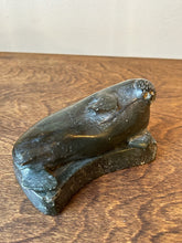 Load image into Gallery viewer, Signed Soapstone Carving Walrus on Rock (no ivory tusks)