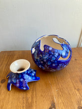 Load image into Gallery viewer, Blue Glazed Pottery Bowl with Decorative Cutouts