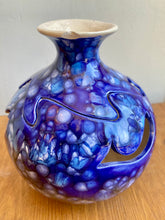 Load image into Gallery viewer, Blue Glazed Pottery Bowl with Decorative Cutouts